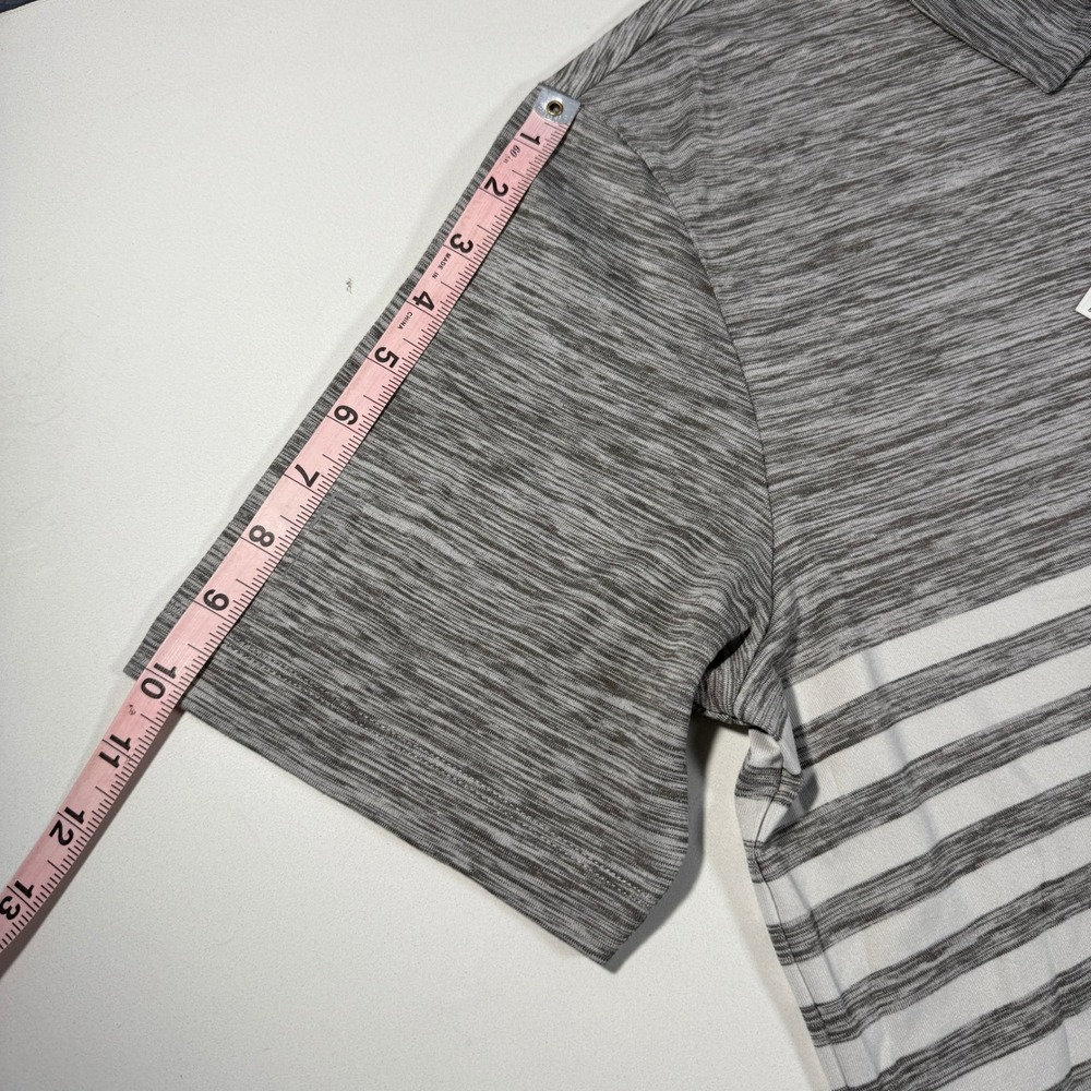 Atlas Premier Mens Grey Space Dye Striped Golf Polo Shirt Size Large NWT‎ - Picture 11 of 12